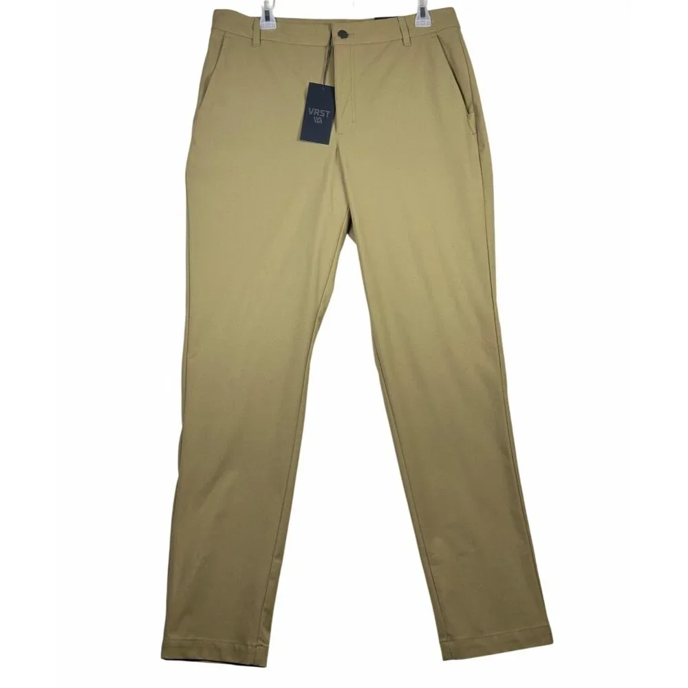VRST Mens Limitless Performance Slim Fit Chino Pants W35 L32 Beige Stretch NWT - Picture 2 of 12
